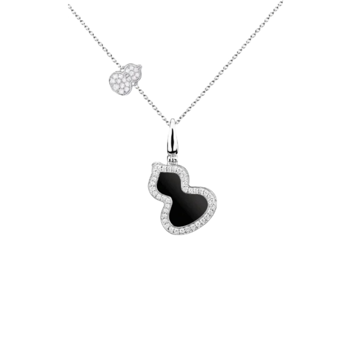 Qeelin Wulu necklace Silver-toned metal black agate clear diamond accents 42cm