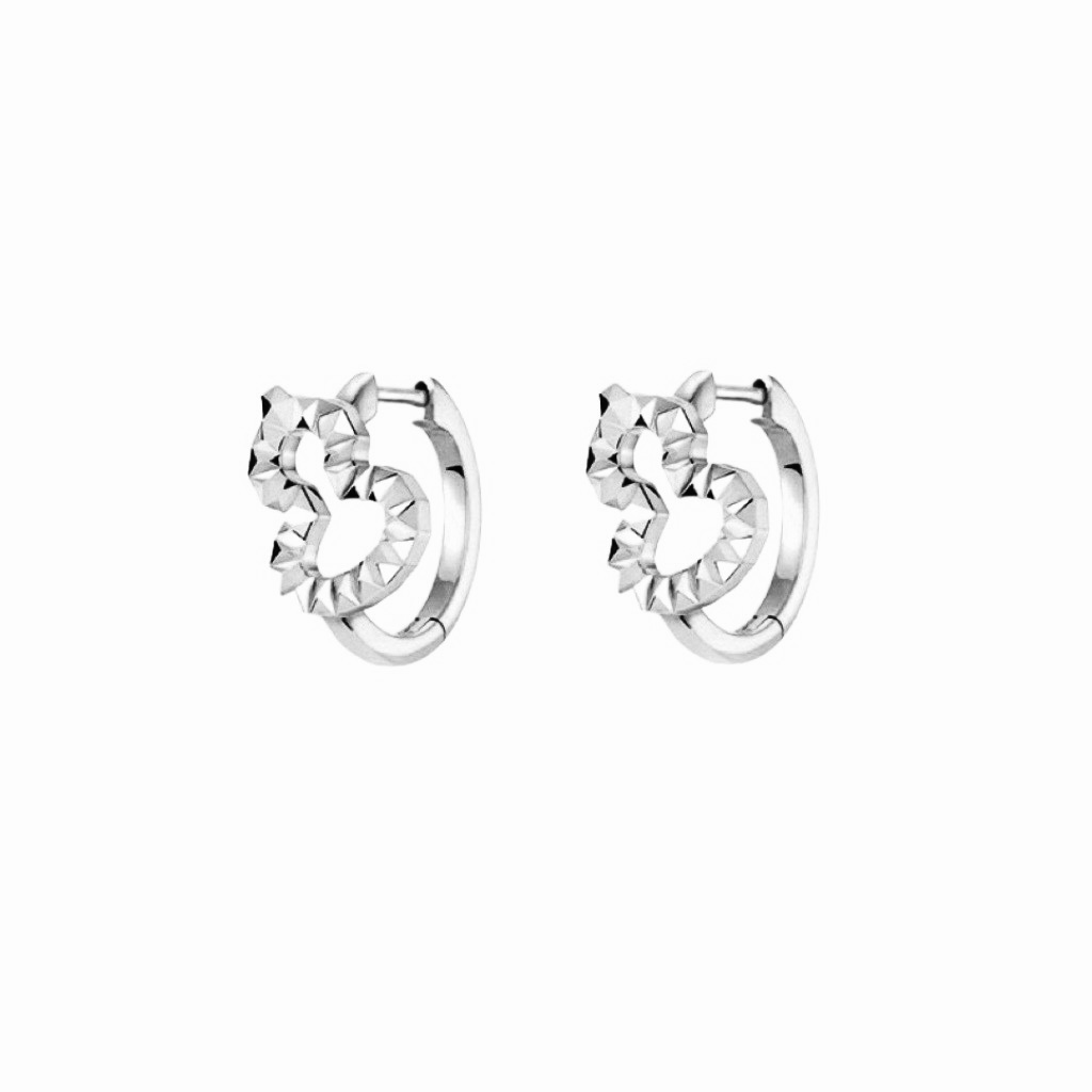 Qeelin Wulu earrings silver sterling silver metal no gemstones 10mm hoop diameter