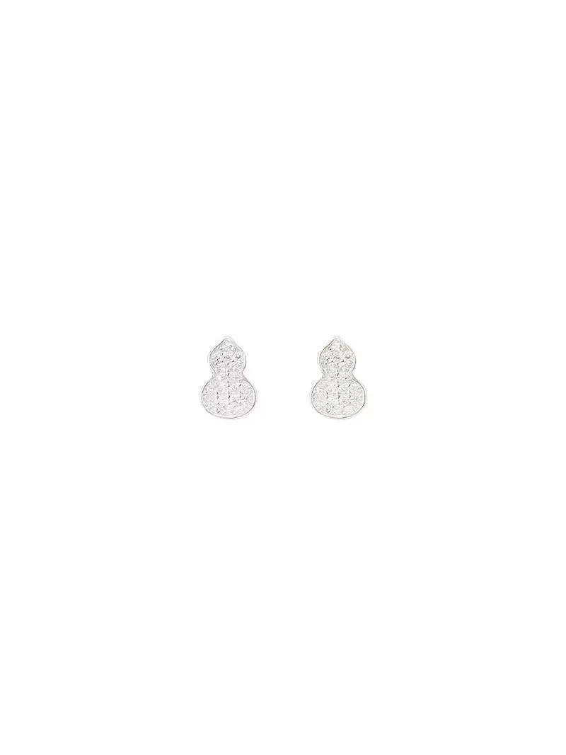 Qeelin Wulu earrings silver-toned 925 sterling silver with pave clear diamond simulants 8mm stud length