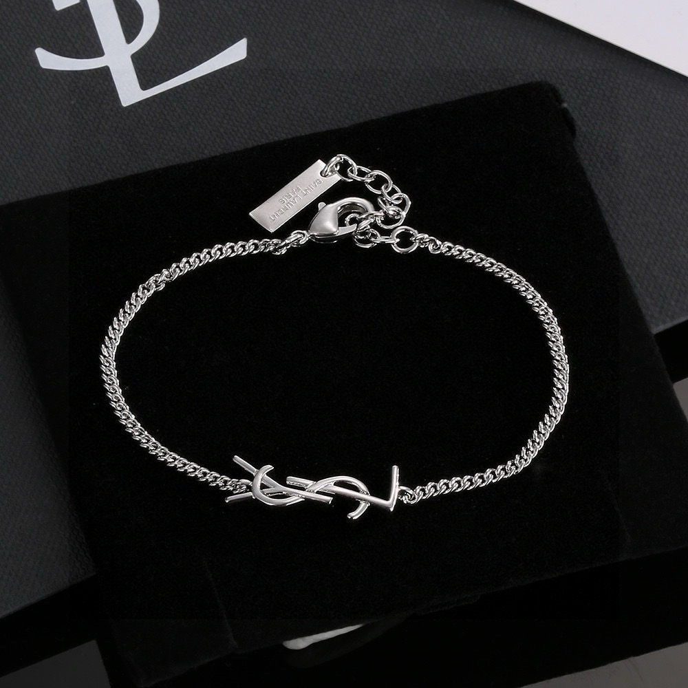 Saint Laurent Cassandre YSL Monogram Chain Bracelet bracelet Gold-tone metal also available in silver-tone metal no gemstones 18cm with 3cm extender