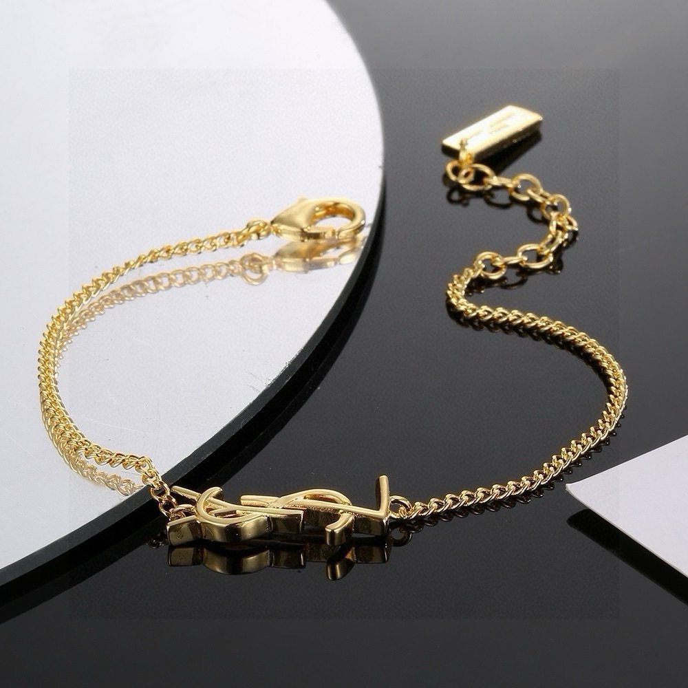 Saint Laurent Cassandre YSL Monogram Chain Bracelet bracelet Gold-tone metal also available in silver-tone metal no gemstones 18cm with 3cm extender