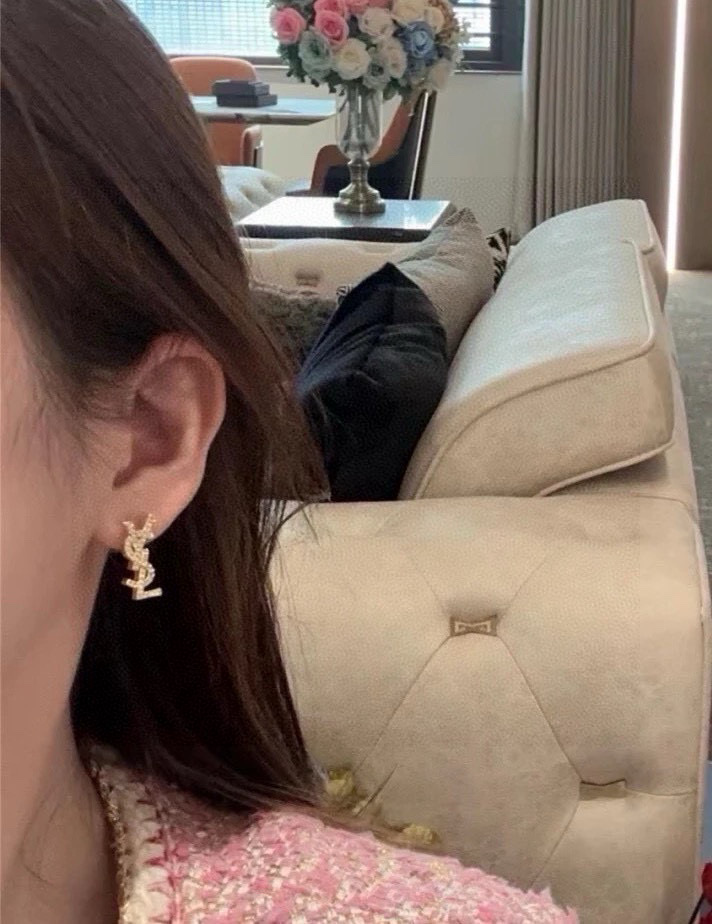 Saint Laurent Cassandre YSL Monogram Pave Stud Earrings earrings Silver-toned metal with clear pave crystals Gold-toned metal with clear pave crystals 1 5cm stud length