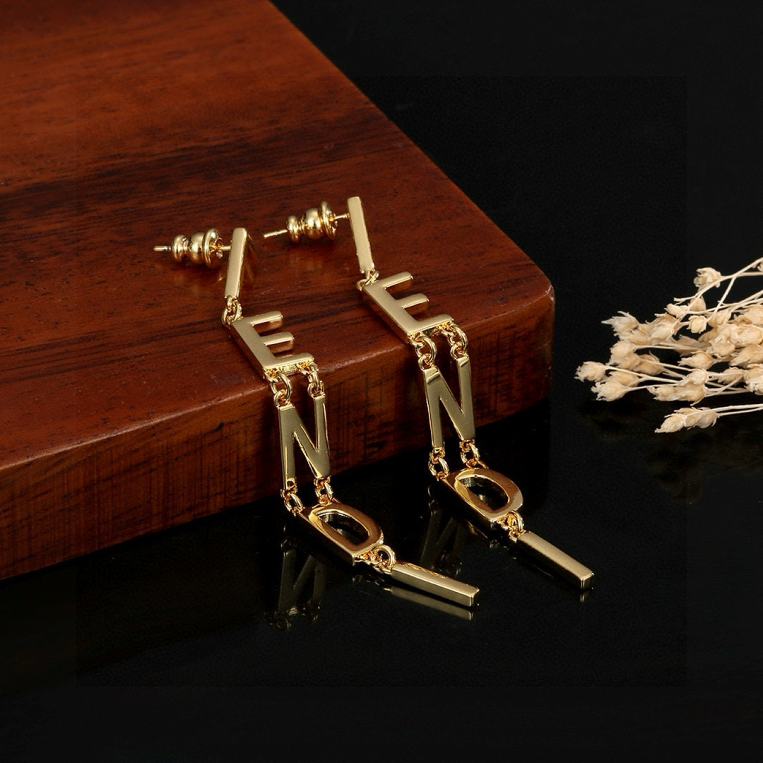 Fendi Fendigraphy Letter Drop Earrings earrings gold-tone metal no accent stones 6 5cm drop length