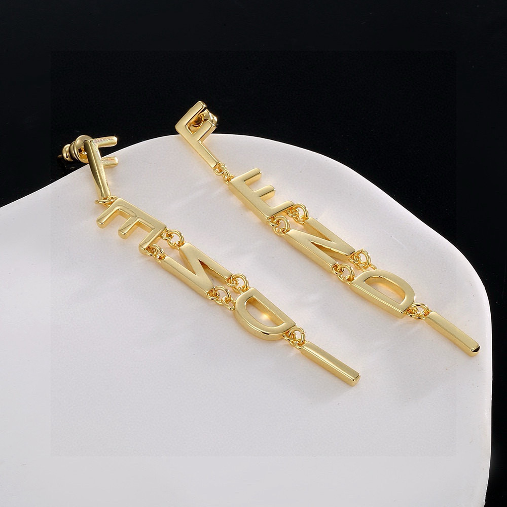 Fendi Fendigraphy Letter Drop Earrings earrings gold-tone metal no accent stones 6 5cm drop length