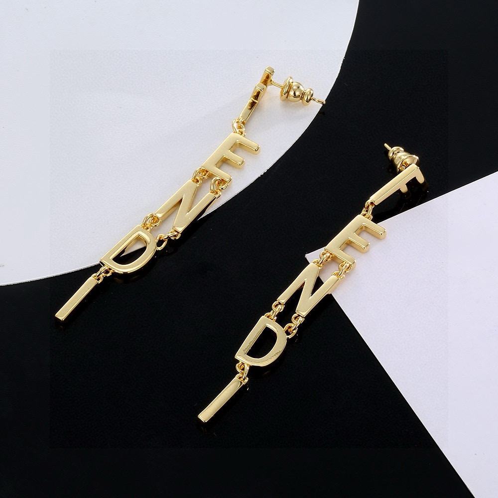 Fendi Fendigraphy Letter Drop Earrings earrings gold-tone metal no accent stones 6 5cm drop length