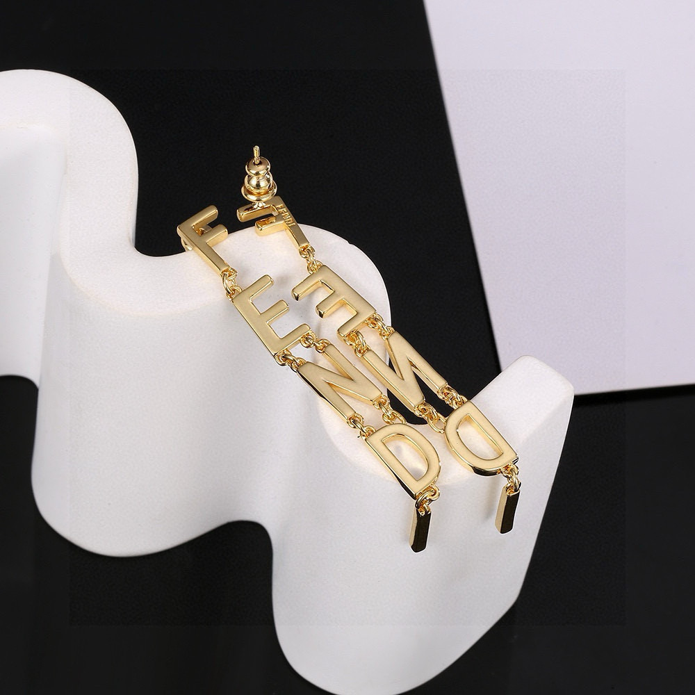 Fendi Fendigraphy Letter Drop Earrings earrings gold-tone metal no accent stones 6 5cm drop length