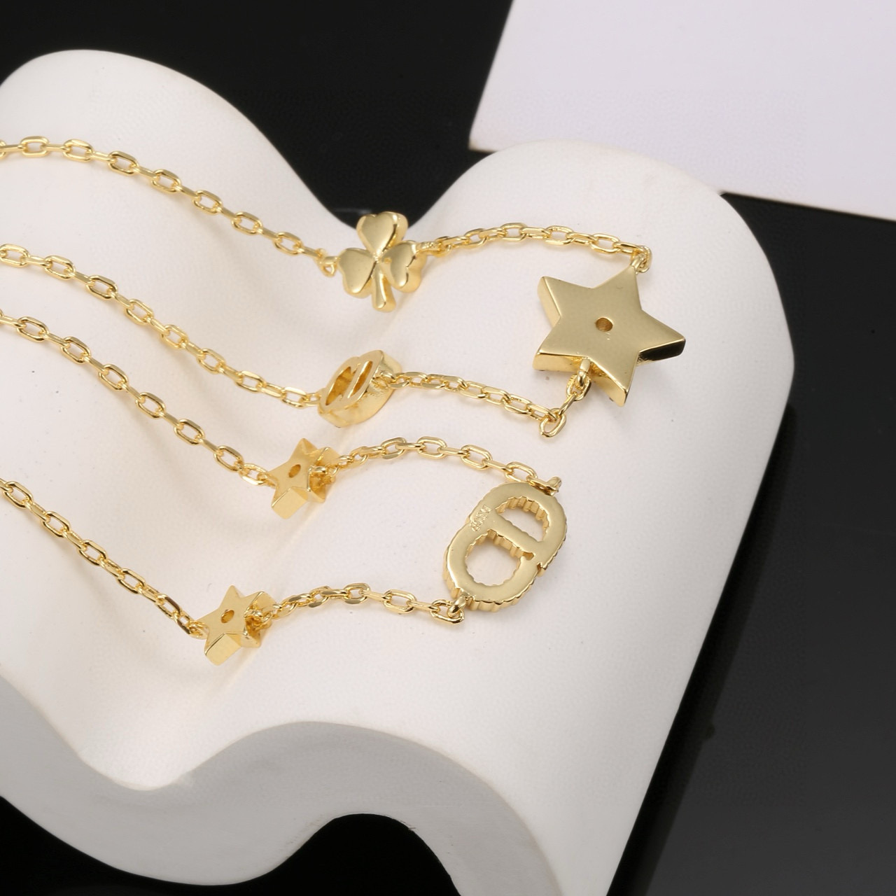 Dior J ADIOR Lucky Charms bracelet gold-tone metal with clear crystal accents 16cm with 3cm extender