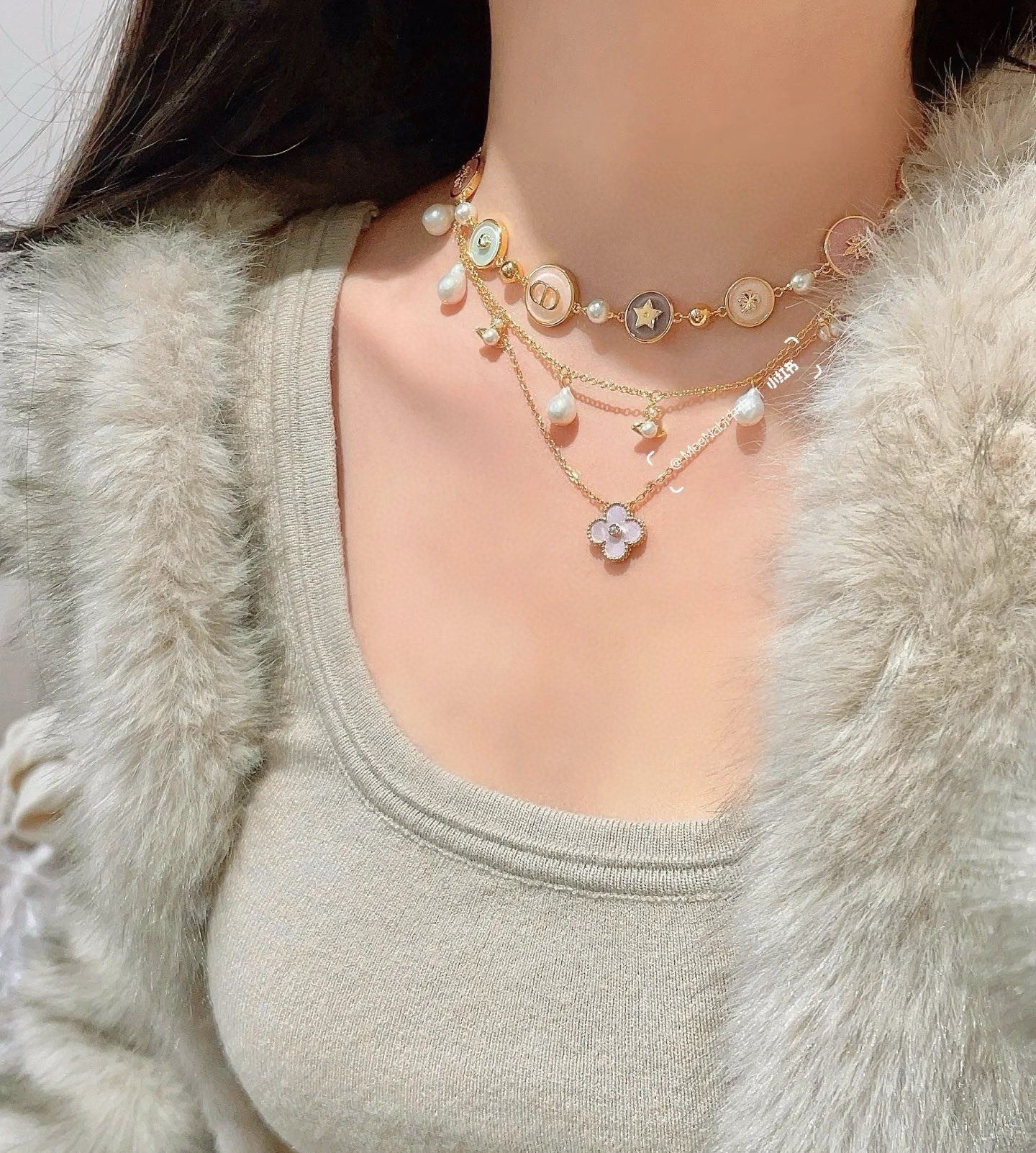 Dior Lucky Charms Enamel Medallion Bracelet bracelet Gold-tone metal with white faux pearls pastel pink light blue lavender enamel and gold-toned charm details 18cm with 3cm extension chain