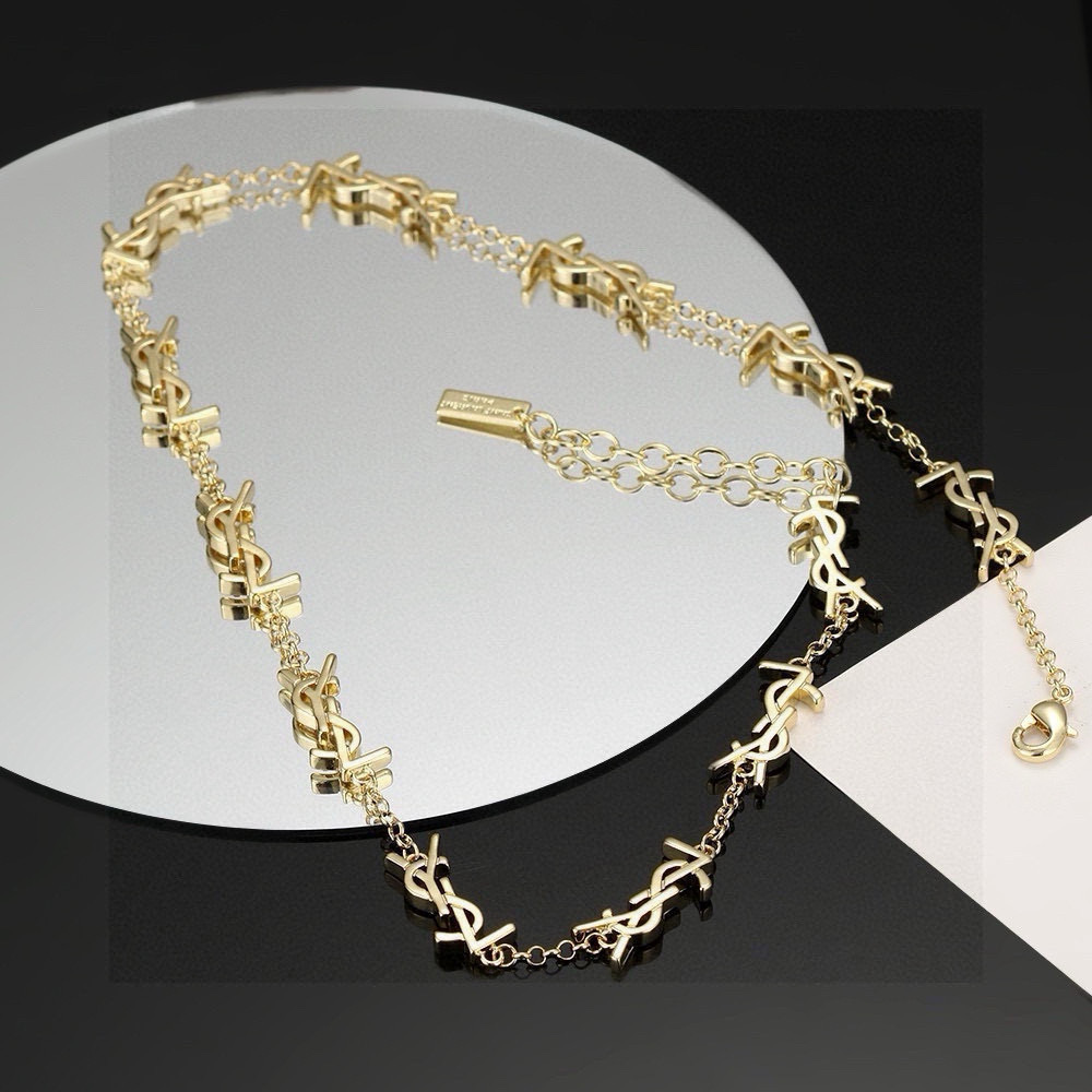 Saint Laurent Cassandre YSL Monogram bracelet gold-tone metal 45cm