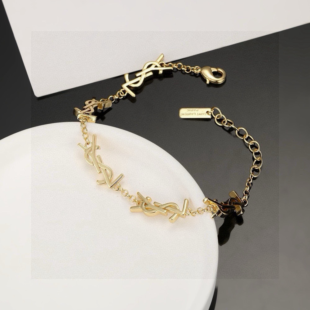 Saint Laurent Cassandre YSL Monogram bracelet gold-tone metal 45cm