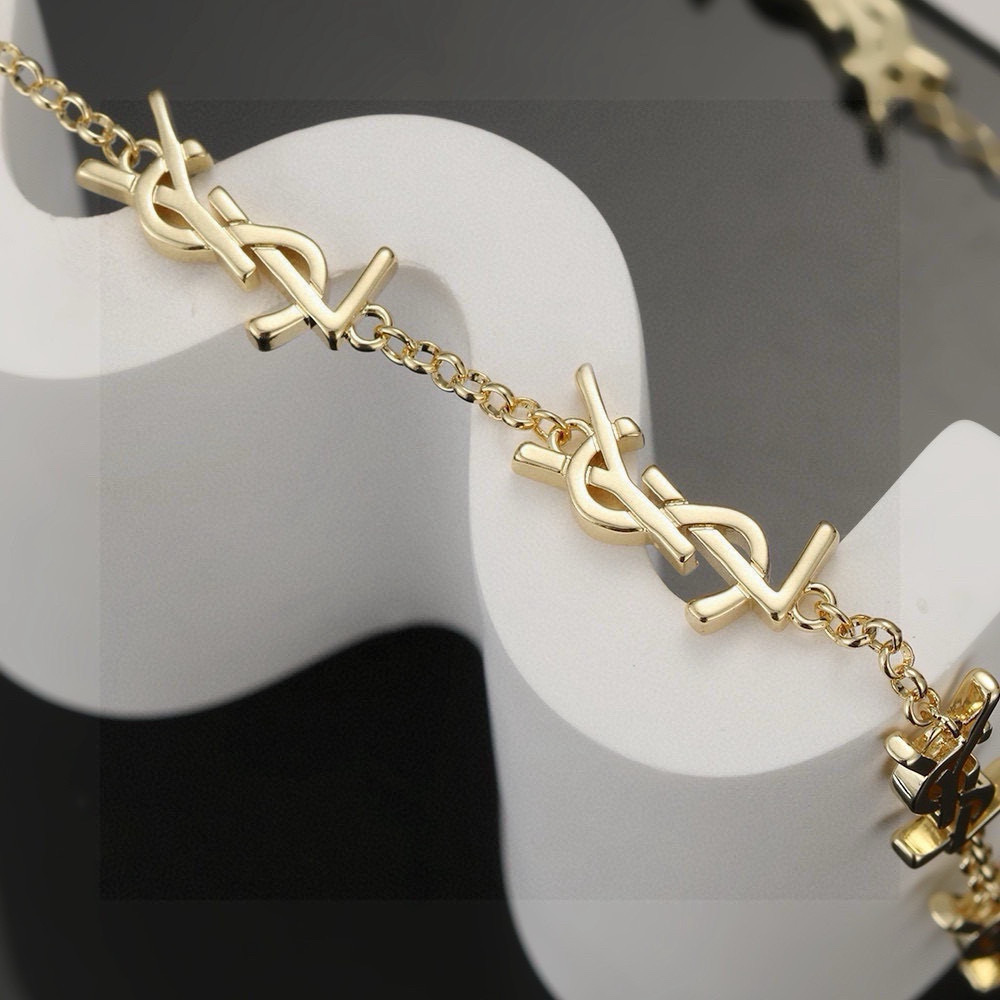 Saint Laurent Cassandre YSL Monogram bracelet gold-tone metal 45cm