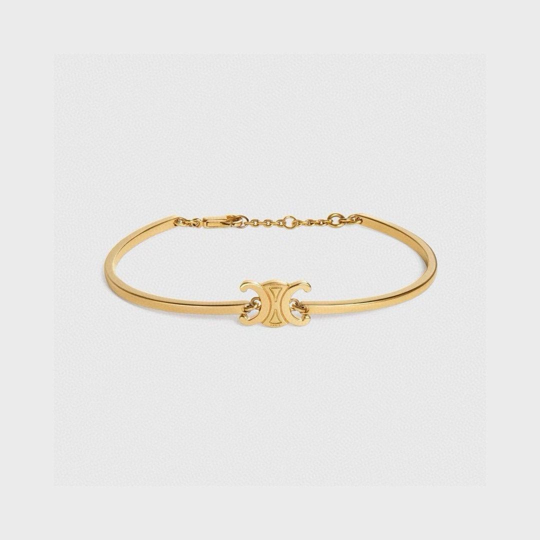 Celine Triomphe bracelet gold tone metal 17cm