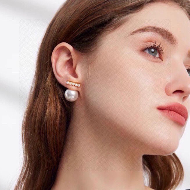 Celine T-Bar Pearl Drop Earrings earrings gold-tone metal with white pearls 1 5cm drop length