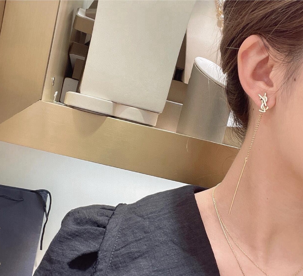 Saint Laurent Cassandre YSL Monogram Long Bar Drop Earrings earrings Gold-tone metal gold variant silver-tone metal silver variant no gemstones Total drop length 7cm