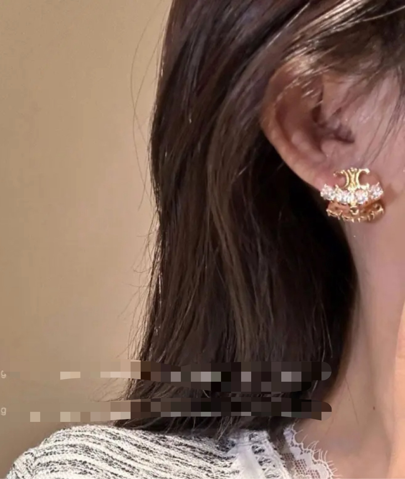 Celine Triomphe Crystal Stud Earrings earrings gold-tone metal with clear faceted crystals 1 2cm width per earring
