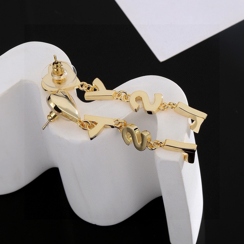 Saint Laurent YSL Heart Letter Drop Earrings earrings Polished gold-tone metal polished silver-tone metal no gemstones 6cm drop length