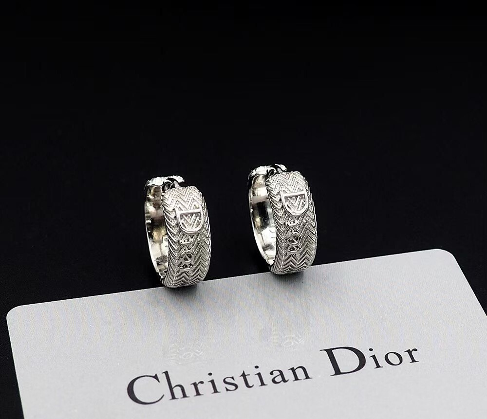 Dior CD Logo Chevron Hoop Earrings earrings Gold-tone metal first pair Silver-tone metal second pair no gemstones 1 5cm diameter