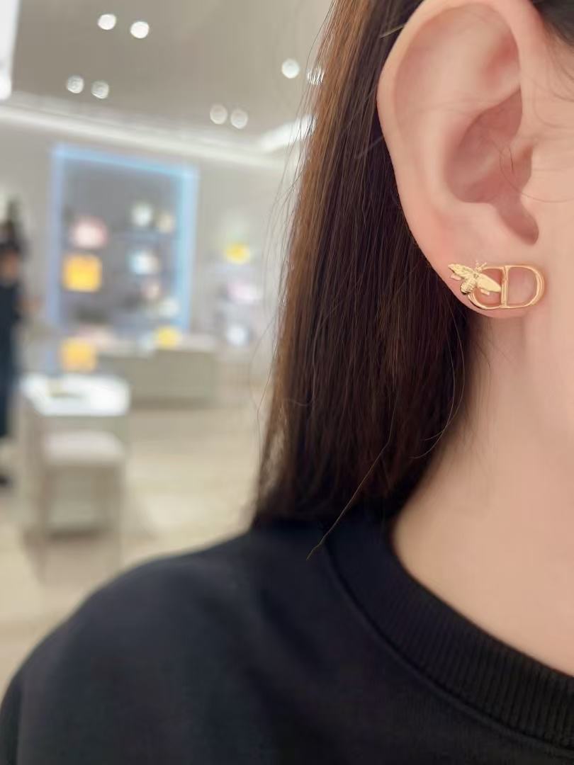 Dior Diorcd Bee Stud Earrings earrings Gold-tone metal One Size
