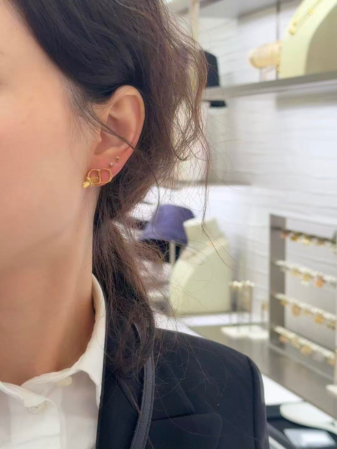 Dior Diorcd Bee Stud Earrings earrings Gold-tone metal One Size