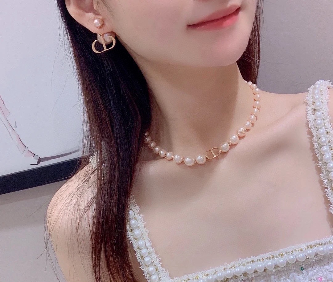 Dior Tribales CD Logo Pearl Earrings earrings Antique gold-tone metal white resin pearls 1 5cm diameter front pearl 1 2cm length CD charm