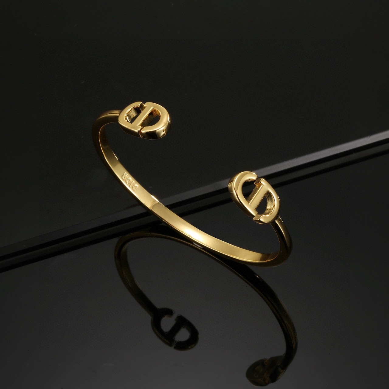 Dior CD Logo Open Cuff bracelet Gold-tone metal no accent stones One Size standard open cuff inner diameter 6cm