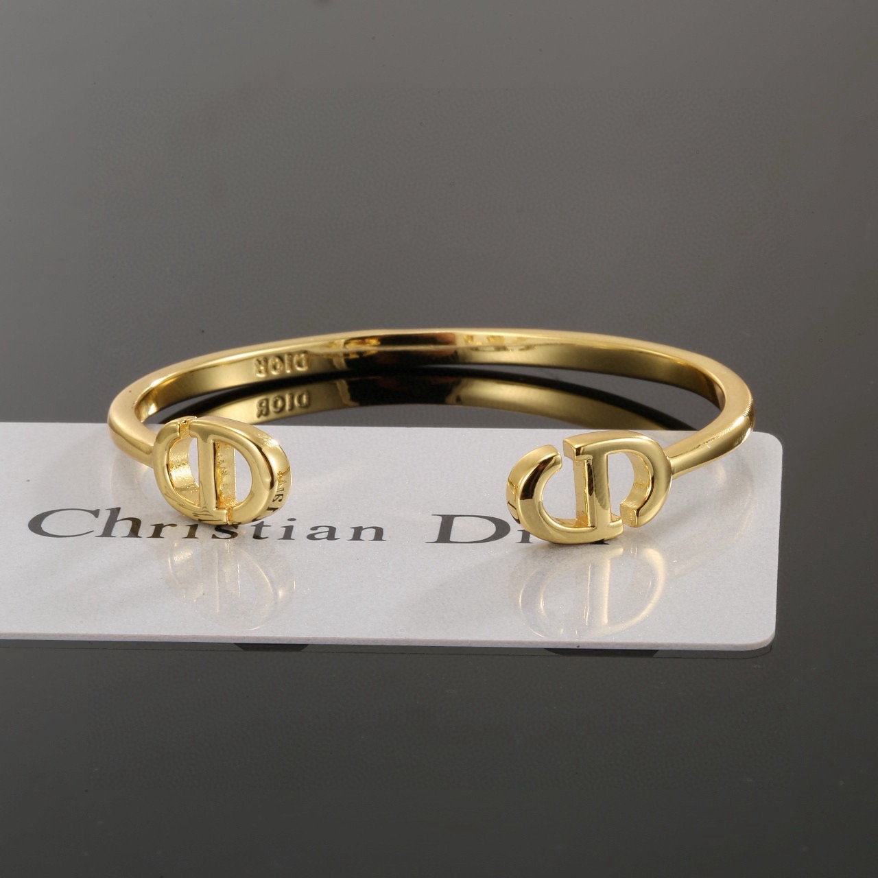 Dior CD Logo Open Cuff bracelet Gold-tone metal no accent stones One Size standard open cuff inner diameter 6cm