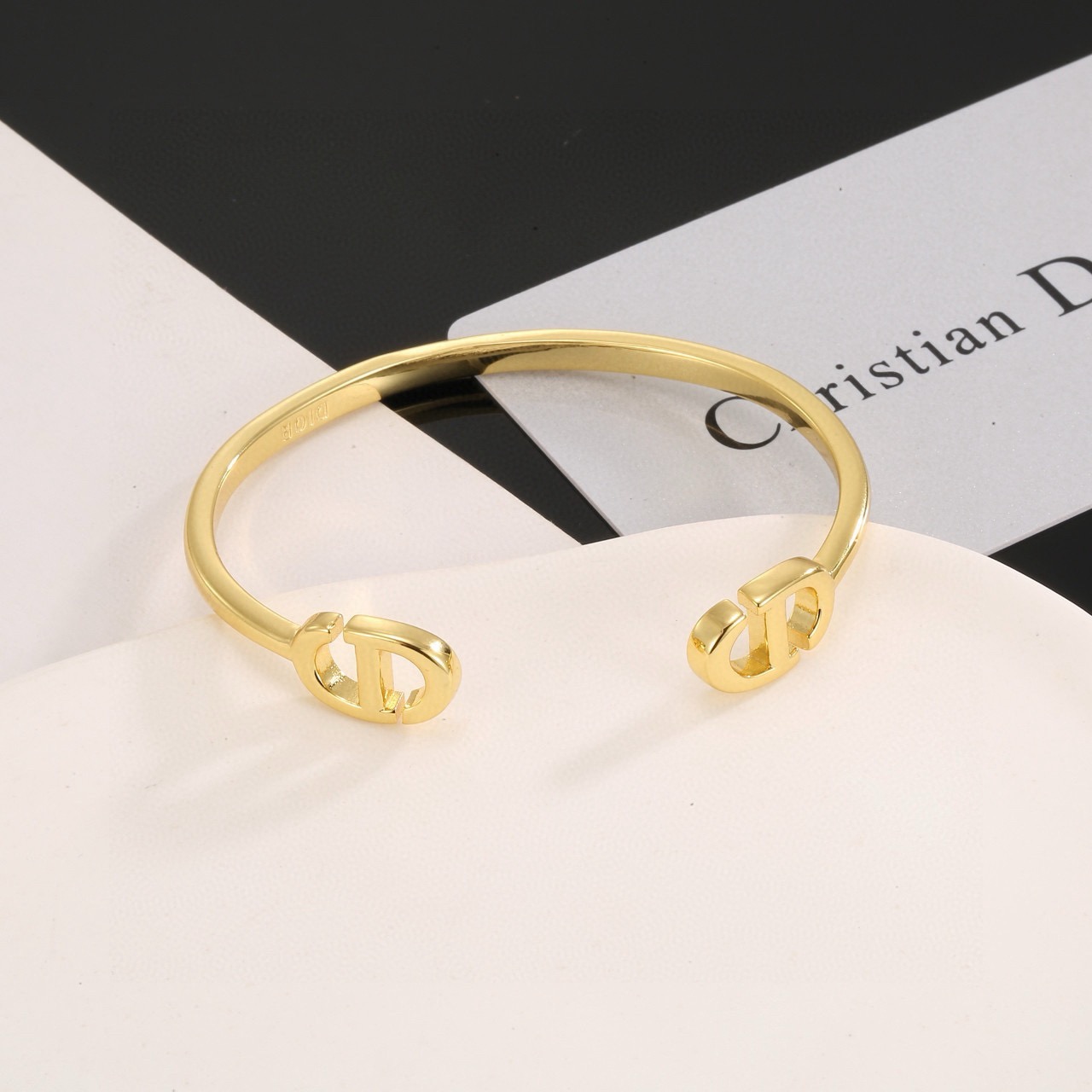 Dior CD Logo Open Cuff bracelet Gold-tone metal no accent stones One Size standard open cuff inner diameter 6cm