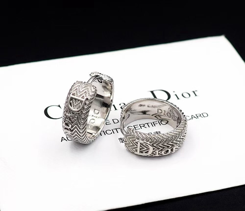 Dior CD Icon Chevron Hoop Earrings earrings Gold-tone metal with chevron embossed detailing and CD logo accents Silver-tone metal with chevron embossed detailing and CD logo accents 1 5cm hoop diameter