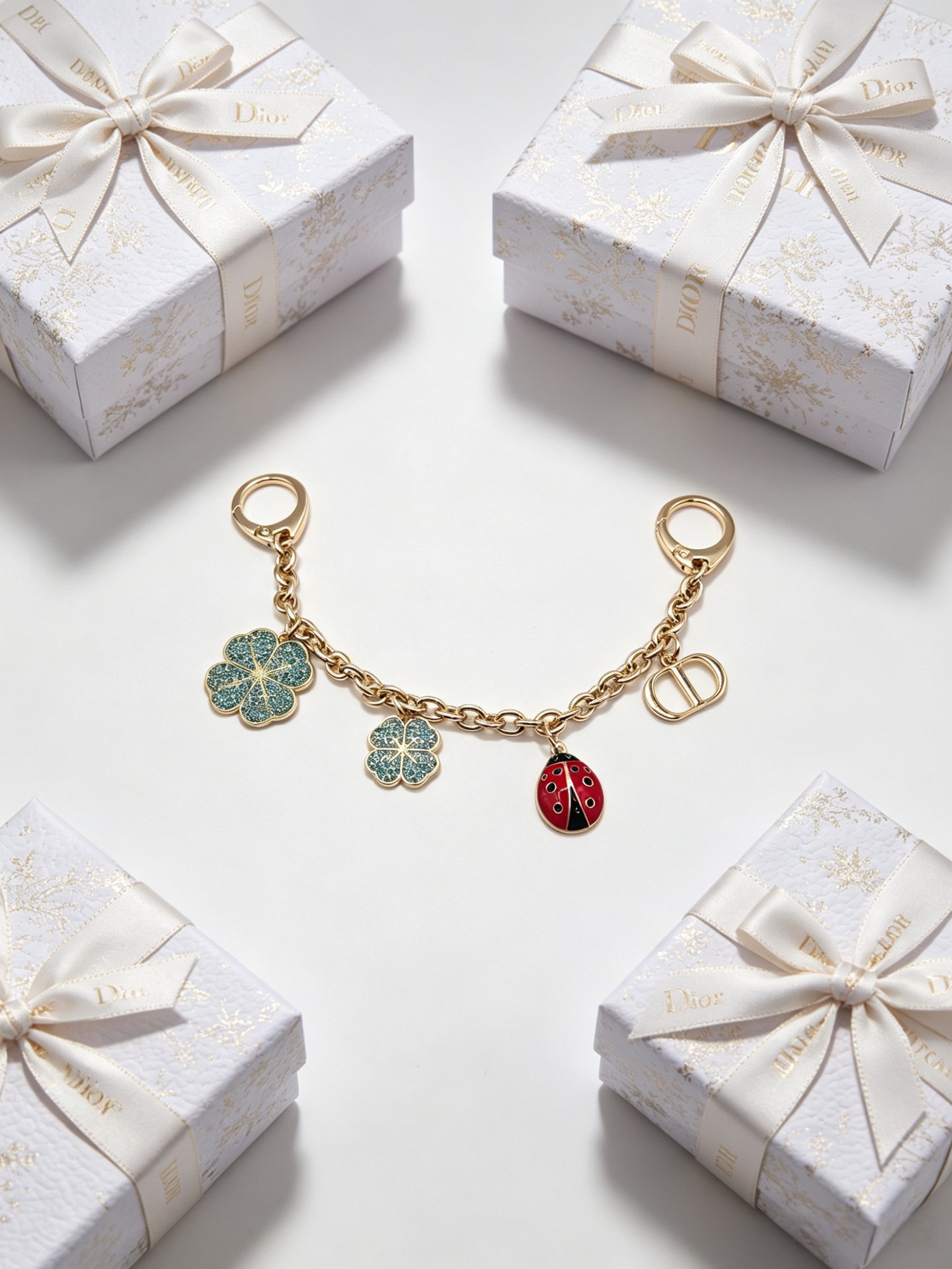 Dior Dior Garden pendant Gold-tone metal with yellow red black white green enamel accents 12cm