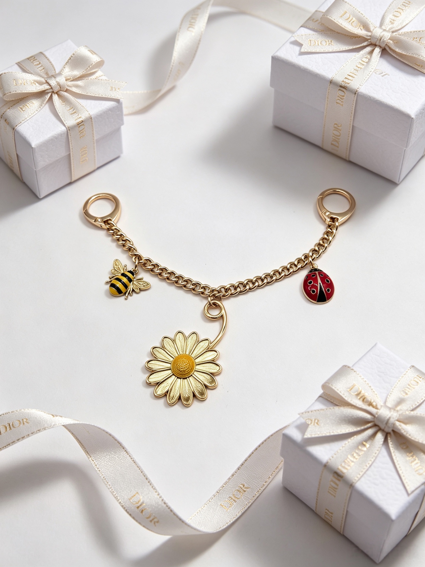 Dior Dior Garden pendant Gold-tone metal with yellow red black white green enamel accents 12cm