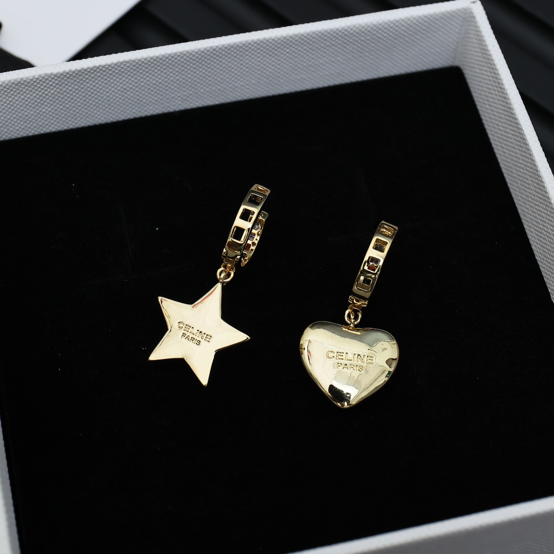 Celine earrings gold blue pink 1 2cm
