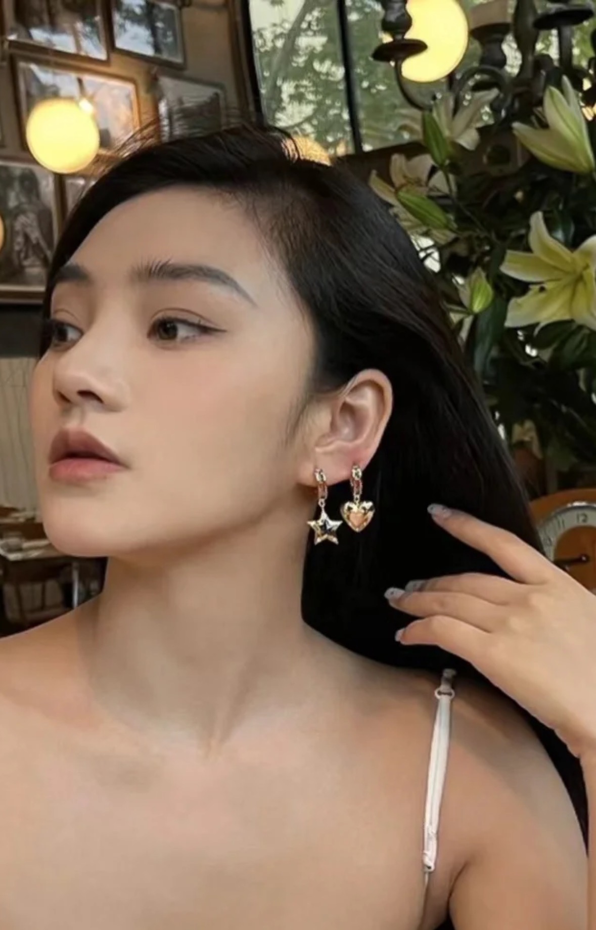 Celine earrings gold blue pink 1 2cm