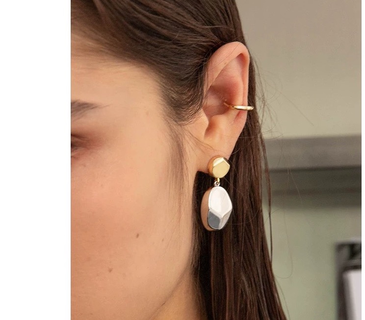 Celine Two-Tone Oval Drop Earrings earrings Gold-tone and silver-tone metal no gemstones One Size drop length approx 2 5cm