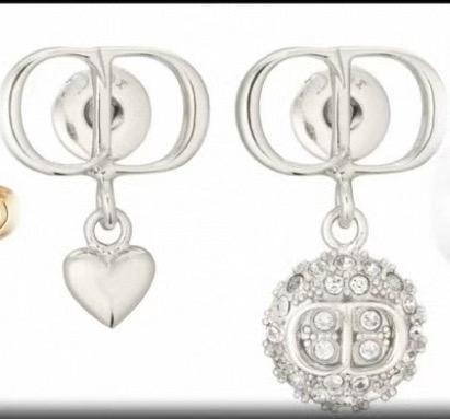 Dior CD Heart Crystal Drop Earrings earrings Silver-tone metal with silver heart charm and clear crystals Gold-tone metal with gold heart charm and clear crystals One Size drop length approx 1 5cm