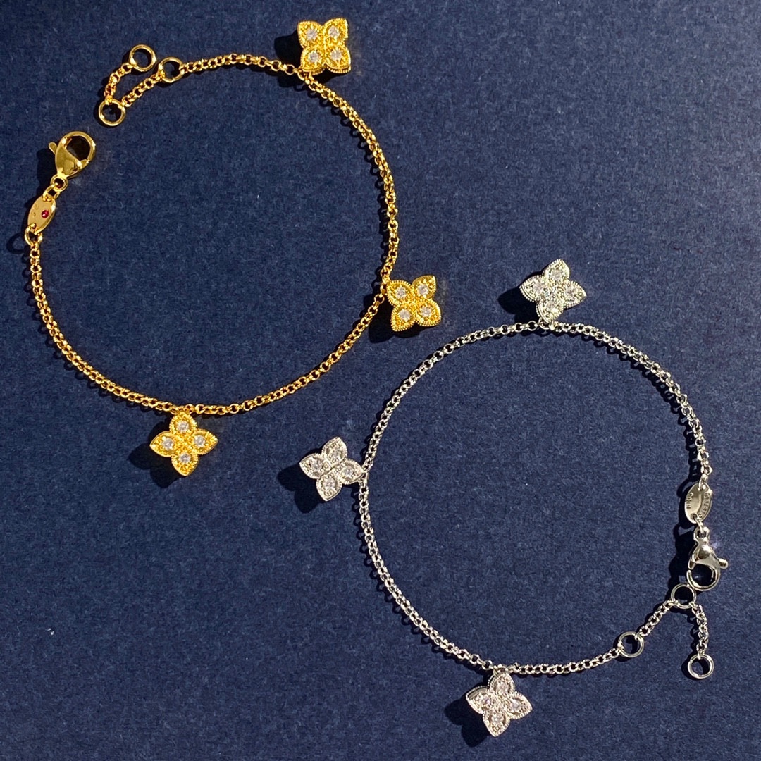 Bracciale Roberto Coin Love in Verona in oro giallo con accenti di diamanti trasparenti 18 cm