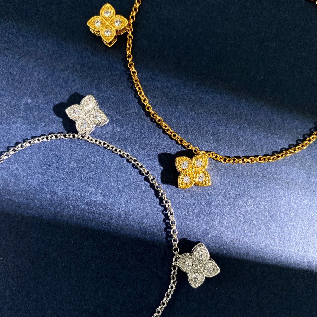 Bracciale Roberto Coin Love in Verona in oro giallo con accenti di diamanti trasparenti 18 cm