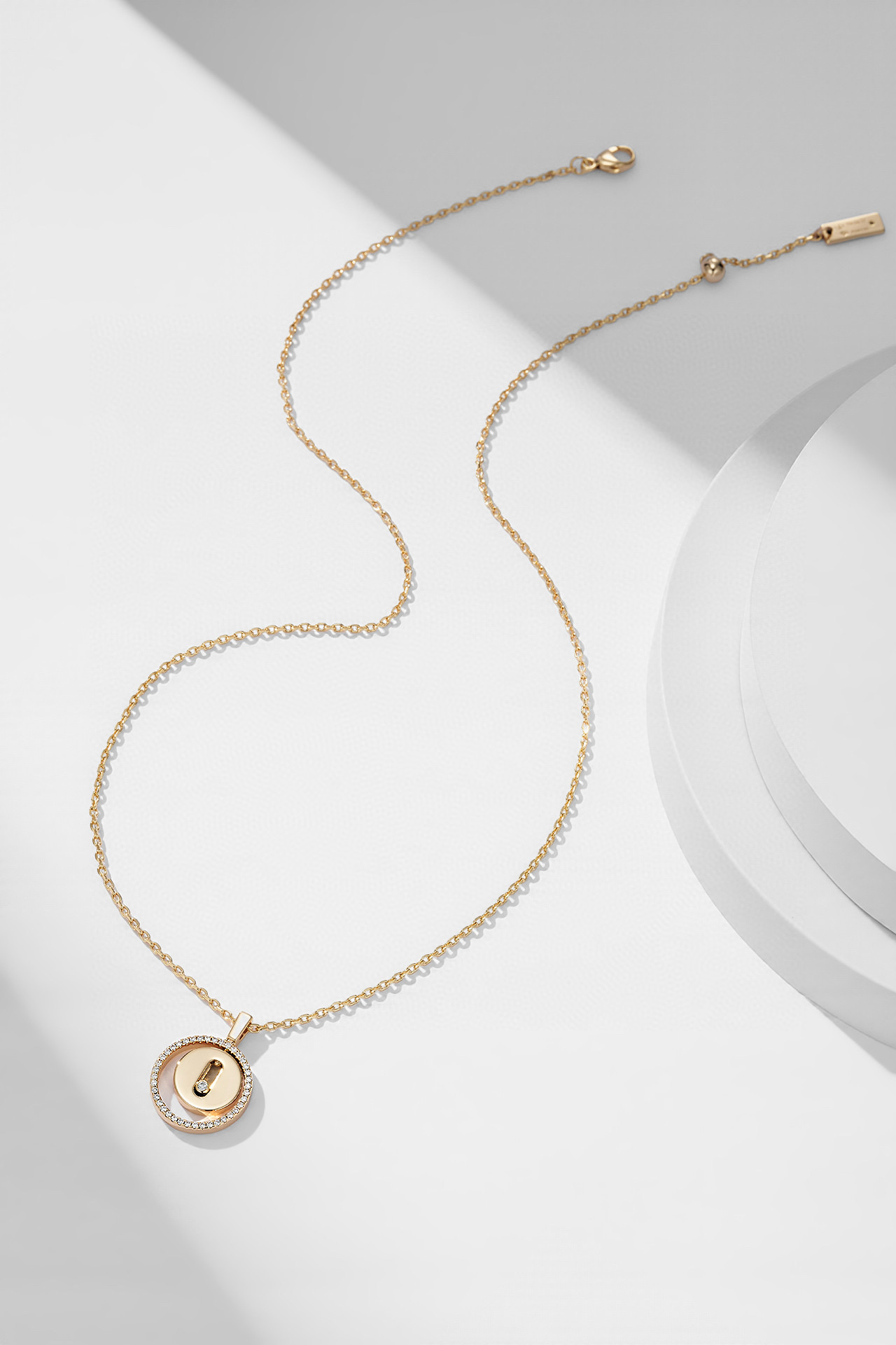 Messika Lucky Move necklace yellow gold clear diamond 45cm adjustable