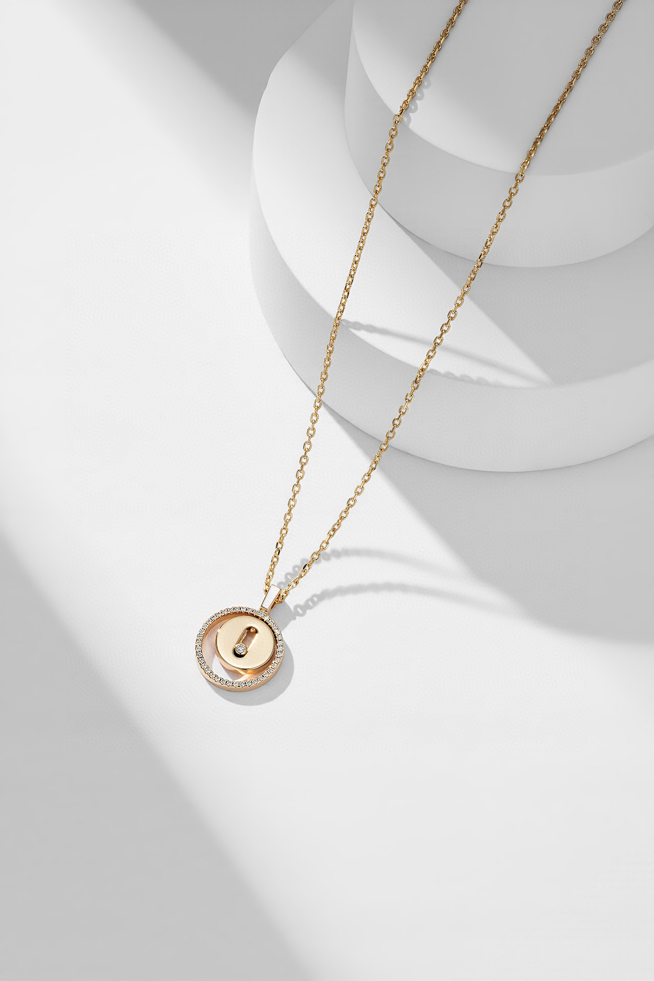 Messika Lucky Move necklace yellow gold clear diamond 45cm adjustable