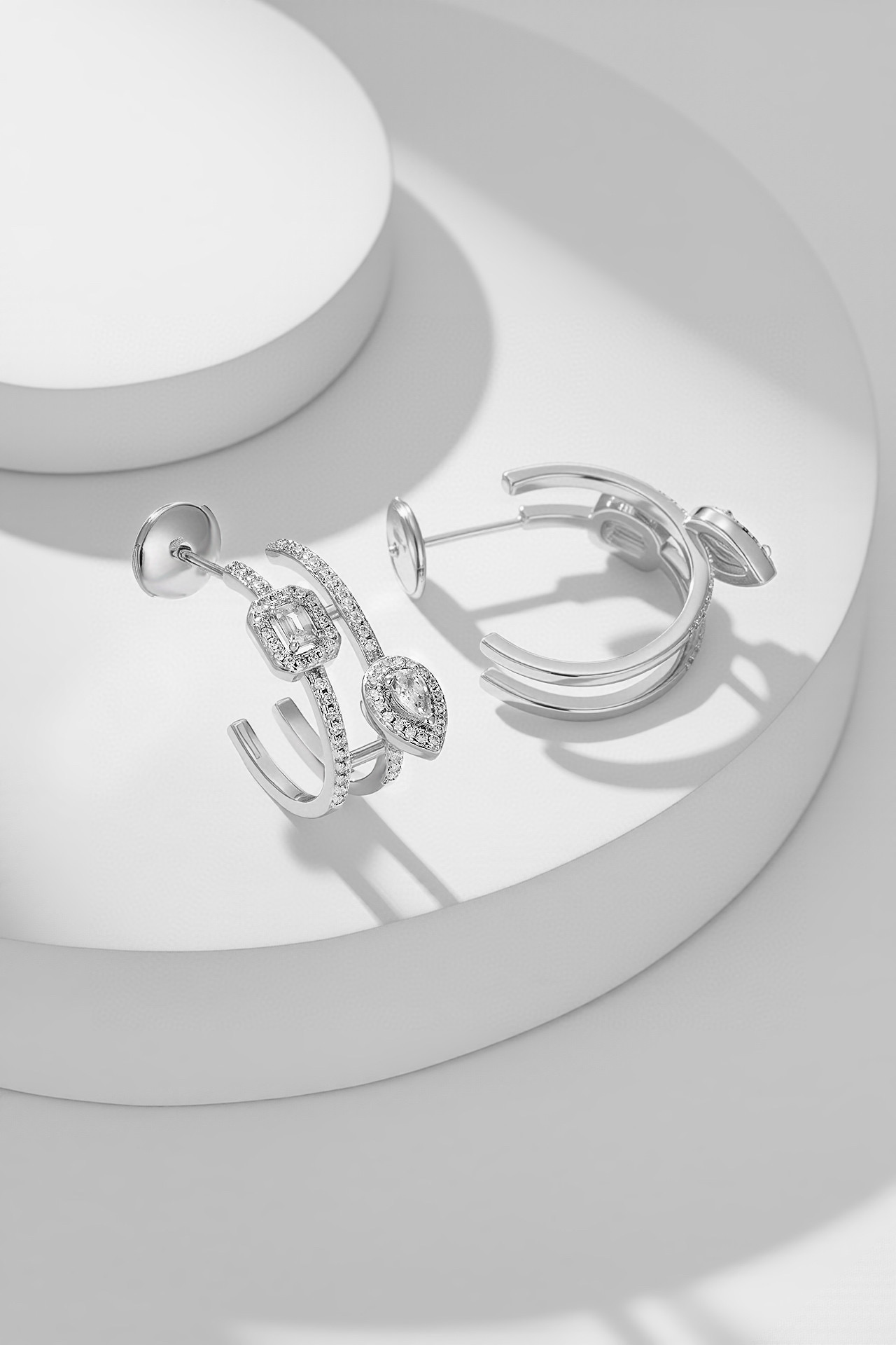 Messika My Twin earrings 18k yellow gold with clear white diamonds 15mm hoop diameter