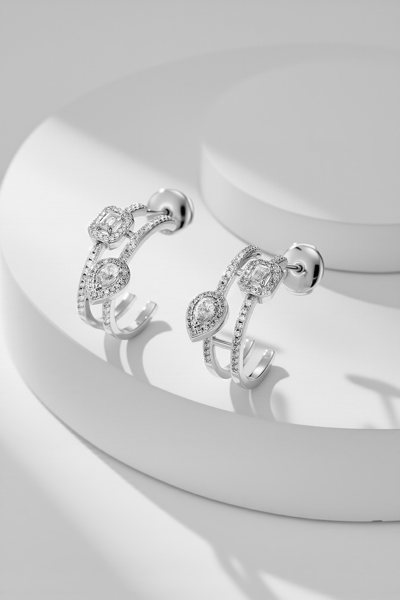 Messika My Twin earrings 18k yellow gold with clear white diamonds 15mm hoop diameter