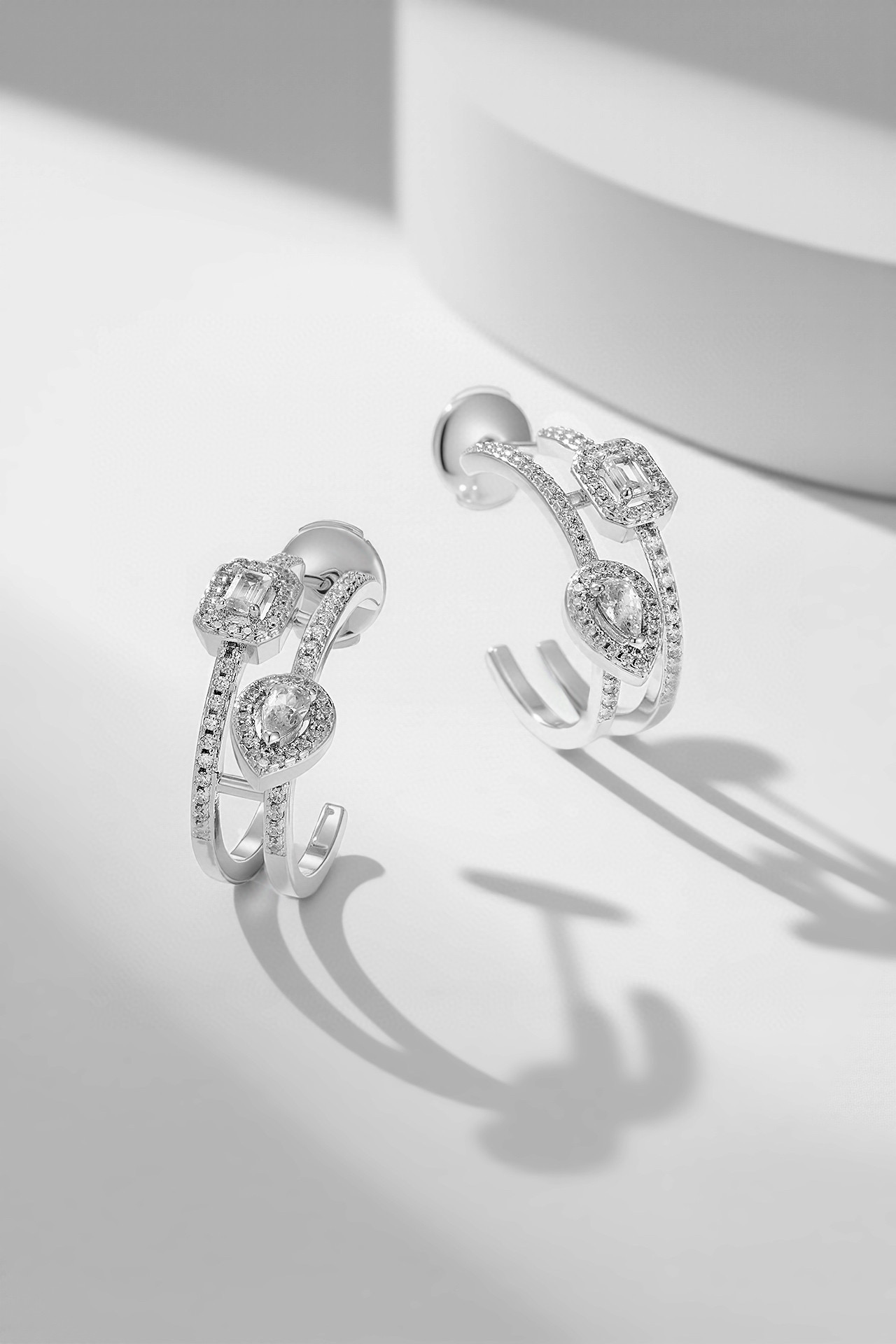 Messika My Twin earrings 18k yellow gold with clear white diamonds 15mm hoop diameter