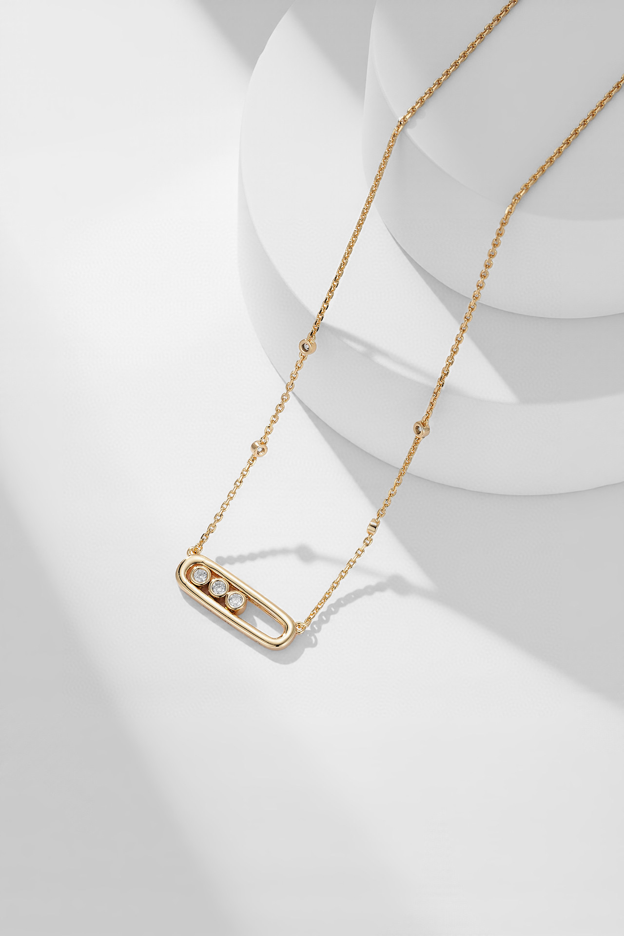 Messika Move Uno necklace 18k white gold diamond 45cm