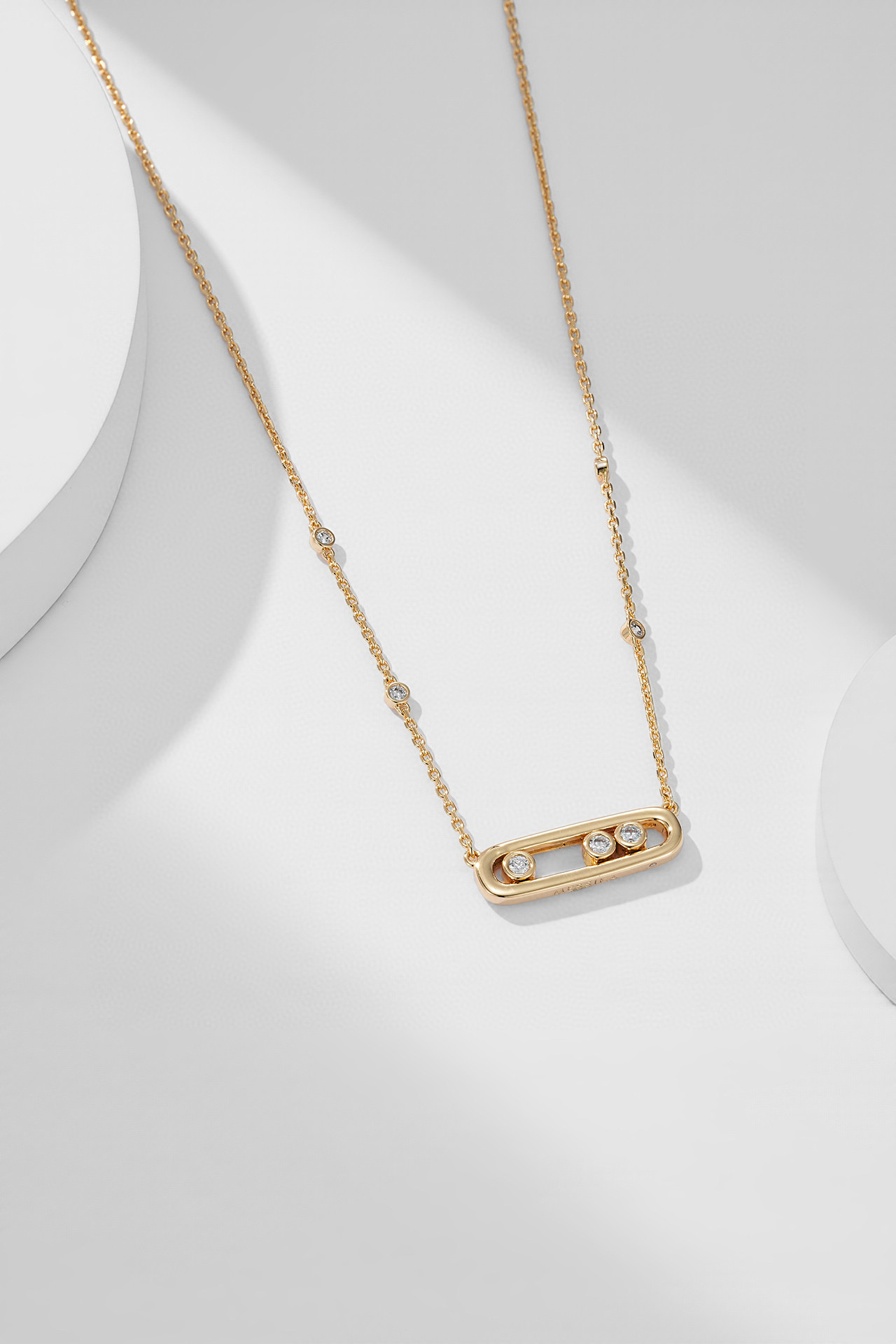 Messika Move Uno necklace 18k white gold diamond 45cm