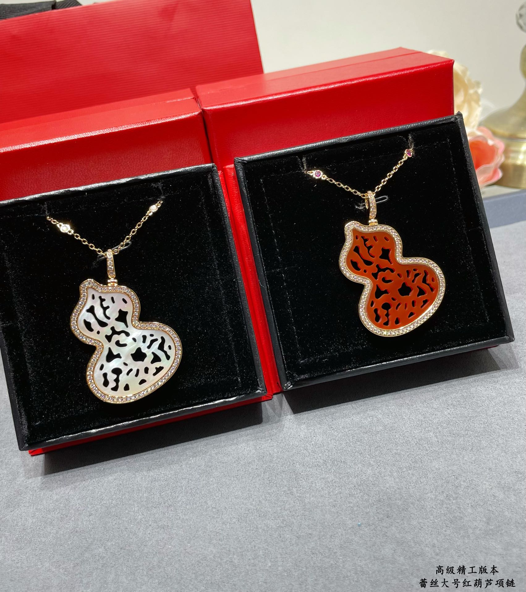 Qeelin Wulu Lace Large necklace 18K rose gold red agate diamond ruby 45cm
