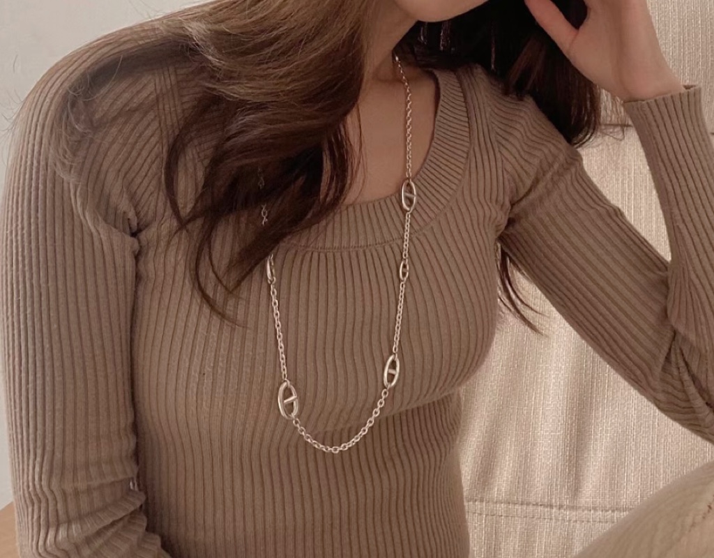 Collar Hermes Farandole metal plateado en tono oro blanco sin piedras preciosas 80cm