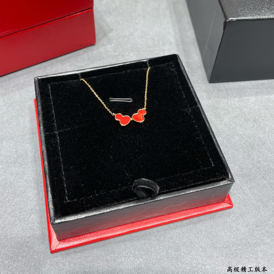 Qeelin Wulu necklace 18K rose gold with red enamel 40cm