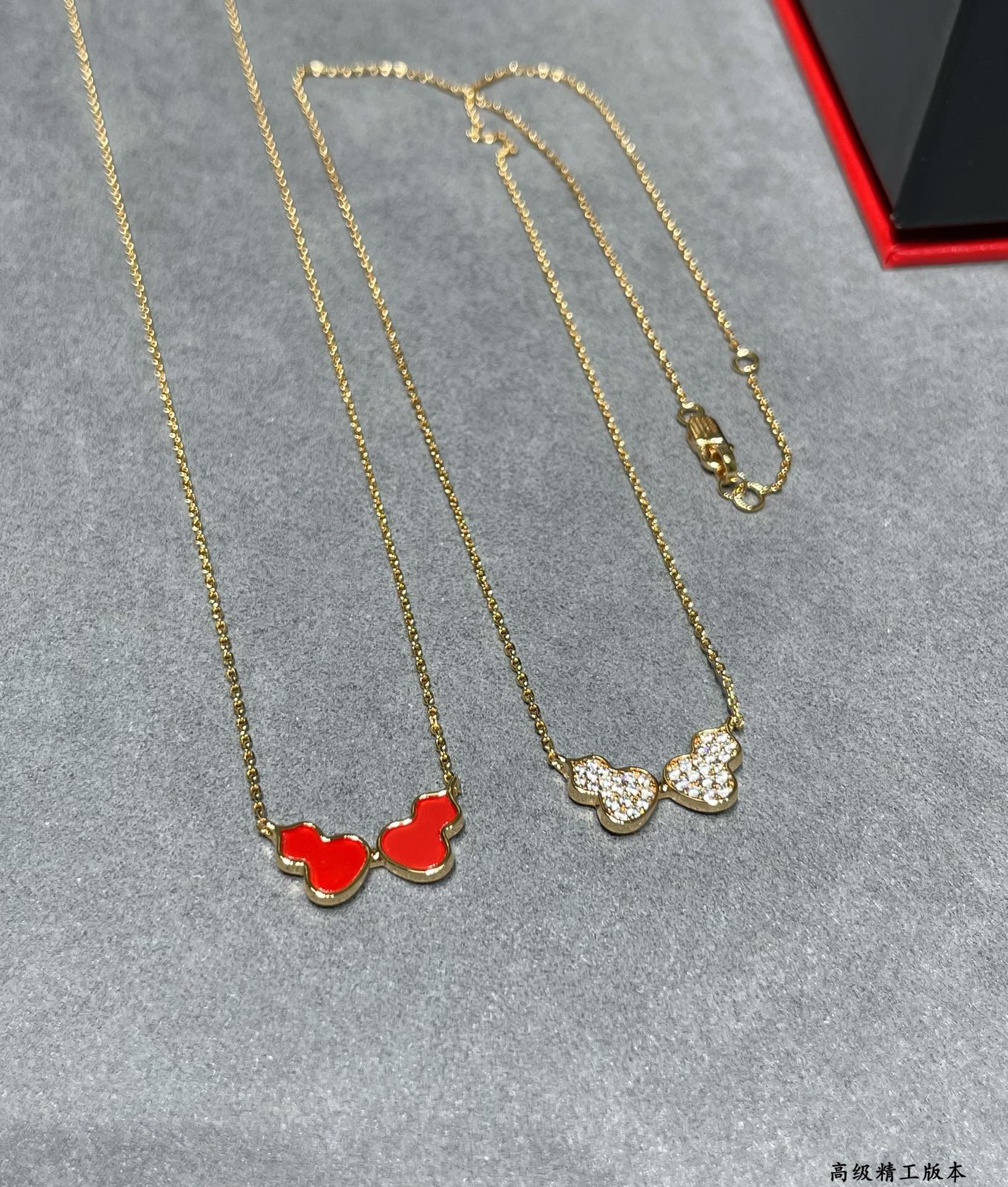 Qeelin Wulu necklace 18K yellow gold with clear pave diamonds 42cm with 5cm extender