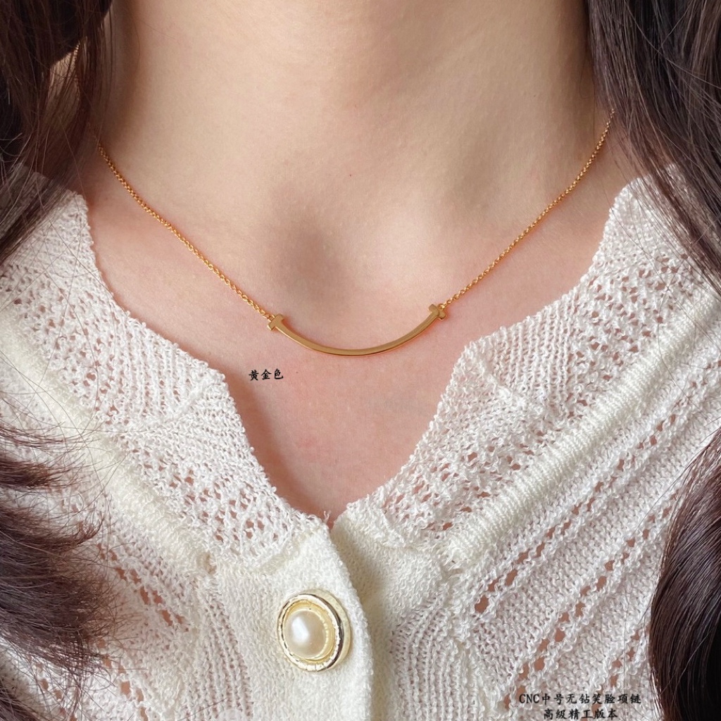 Tiffany T Smile necklace 18K white gold 18K yellow gold no gemstones 40-45cm adjustable