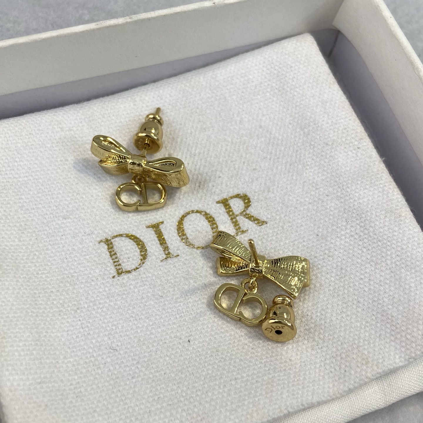 Dior CD Logo Bow Drop Stud Earrings earrings gold-tone metal 1 2cm drop length