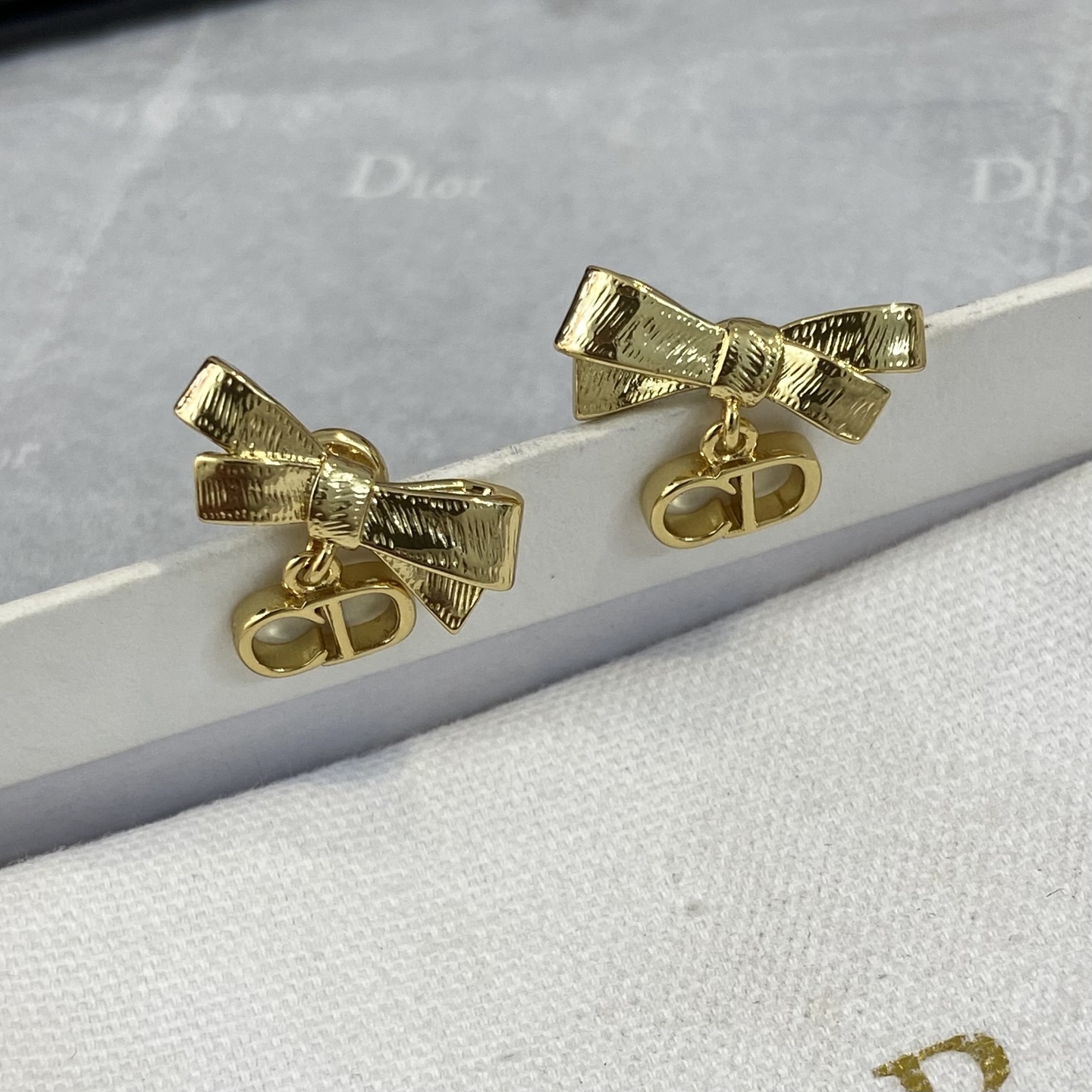 Dior CD Logo Bow Drop Stud Earrings earrings gold-tone metal 1 2cm drop length